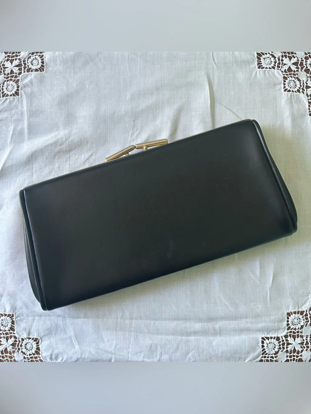 Classic Black Clutch with Gold Frame